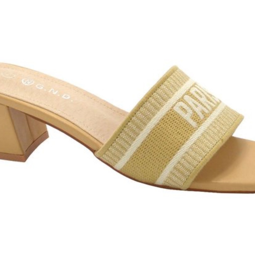 Women's Heeled Sandals Low Block Chunky Heels  Square Toe Slip on heel Comfort